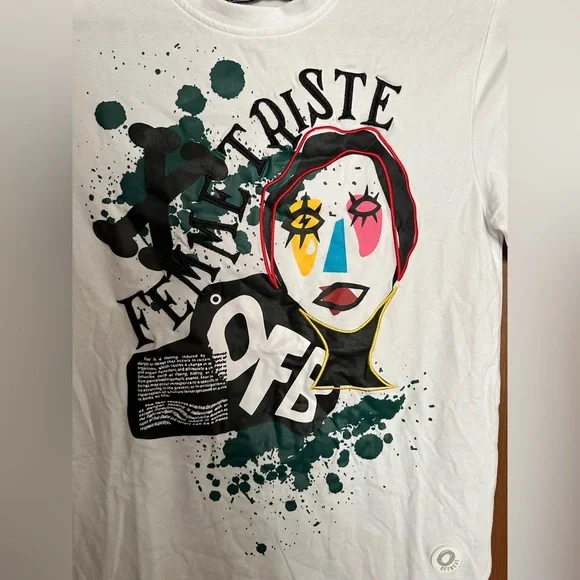 NWT Offbeat Short‎ Sleeve Graphic T Shirt White Embroidered Mens Sz S Small - Picture 3 of 11